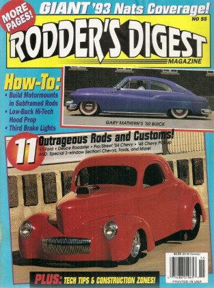 RODDER'S DIGEST 1993 OCT - CUSTOM ENGINE MOUNTS & BUDGET HOOD PROP MADE